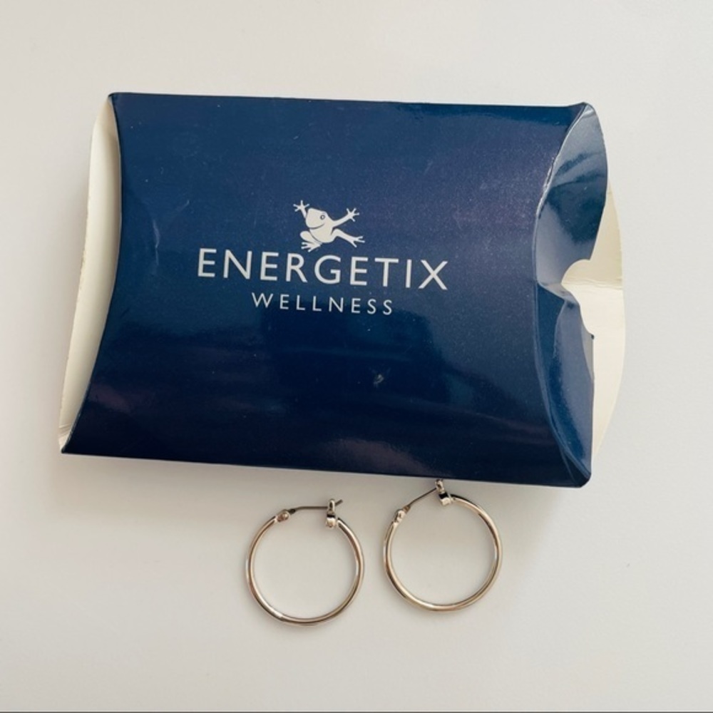 NIB ENERGETIX Silver Hoop Earrings‎